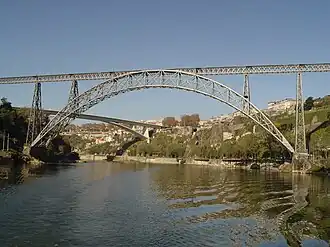 Le pont Maria Pia à Porto (Portugal).