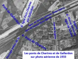 Ponts de Chartres et de Gallardon sur une photo aérienne de 1933.
