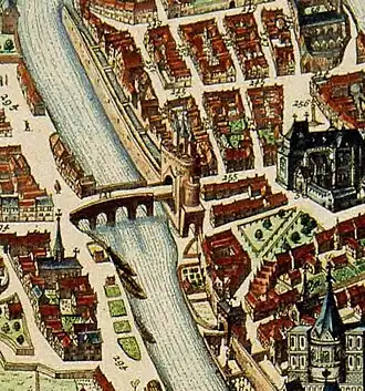 Le pont et la porte d'Avroy sur une carte du XVIIe siècle