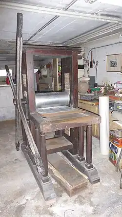 Presse à taille-douce du graveur Robert Chemin