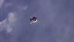 Progress MS-01 lors de son arrivée sur l'ISS