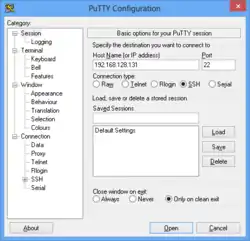 Description de l'image PuTTY 0.62 on Windows 8.png.