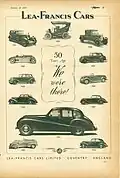 Publicité Lea-Francis parue en 1953.