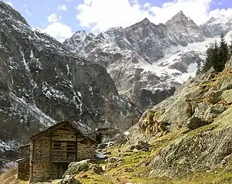 Vue de la pointe Giordani depuis le Valsesia.