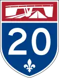 Panneau de l'autoroute 20