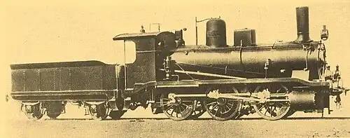 Locomotive 3631 de la  Rete Adriatica. Ces locomotives seront ensuite renumérotées sous la désignation Gruppo 215 par les FS.