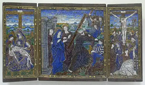 Triptyque de la Crucifixion par Monvaerni (fin XVe siècle, musée du Louvre).