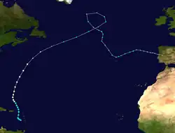 Trajectoire de l'ouragan Rafael