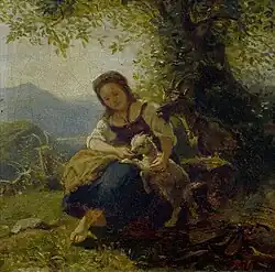 Jeune fille au repos avec une chèvre, avant 1894