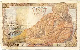 20 francs Pêcheur, Face recto