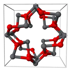 maille élémentaire de Pb3O4 tétragonal.( Pb O)