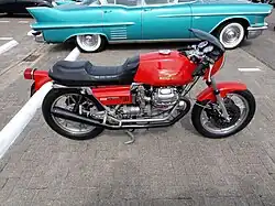 Une Moto Guzzi 850 Le Mans au Voorschotense Oldtimer Vereniging Show aux Pays-Bas.