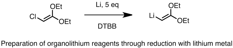 (en) Formation de 2,2-diéthoxyvinyllithium par réduction du chlorure.