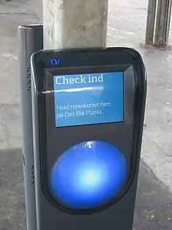 Lecteur de Rejsekort destiné au "Check in"