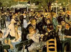 Le tableau Bal du moulin de la Galette d'Auguste Renoir, visible sur l'écran de télévision géant dans la maison des McFly du futur en 2015.