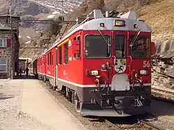 ABe 4/4 no 56 et 55 à Alp Grüm sur la ligne de la Bernina.