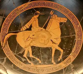 Un vase attique représentant un cavalier, vers 500 av. J.-C. (Musée du Louvre, Paris).