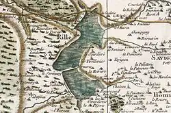 Extrait en couleurs d'une carte ancienne.