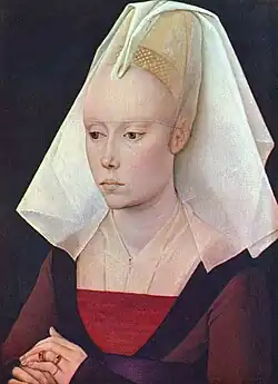 Rogier van der Weyden, Portrait de femme coiffée d'un hennin tronqué appelé coiffe bourguignonne, deuxième tiers du XVe&nbsp;siècle