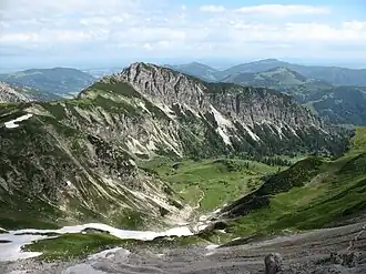 Vue de la face sud de la Rohnenspitze depuis le Gaishorn.