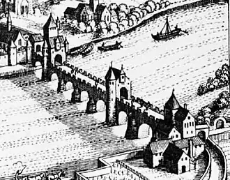 Le pont romain, d'après une eau-forte de Merian 1646.