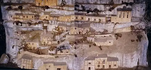 Maquette du village au Moyen Âge.