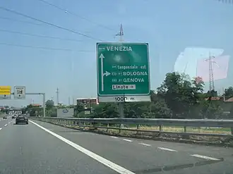 La E64 près de Milan