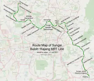 Voir la carte de la ligne.