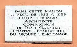 Plaque Louis Thomas.