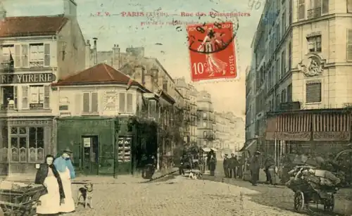 Rue des Poissoniers, vers 1900, près de la rue Marcadet.