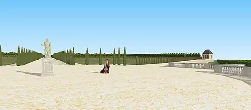 Restitution de la vue depuis la demi-lune de Saint-Mandé, avec le pavillon sud, 1660.