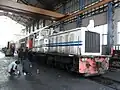 Une locomotive diesel hydraulique, au dépôt de Tanahabang.