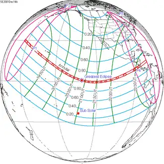 Carte de l'éclipse générale