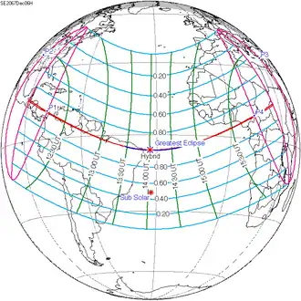 Carte de l'éclipse générale.
