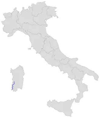 Parcours de la route sur une carte de l'Italie