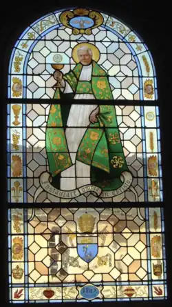 Vitrail de St Pie X, église Saint-Grégoire des Minimes, Création 2005, Tours (Indre-et-Loire).