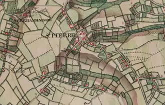 Saint-Pierre sur la carte de Ferraris (1771-1778).