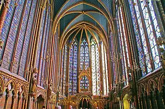 La Sainte-Chapelle, Paris (1241–1248), gothique rayonnant.