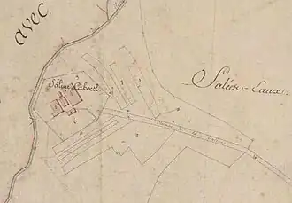 Plan cadastral de la saline située en limite des bans communaux de Lezey et Ley