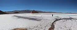 Le salar de Maricunga, qui borde la partie nord du parc national Nevado Tres Cruces, en 2018. Alt. : 3750m