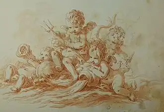 putti et dauphin,