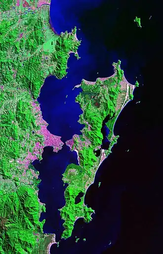 Vue satellite de l'île de Santa Catarina.