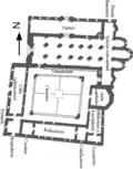 Plan du monastère primitif, tel qu'il était au XIIe&nbsp;siècle.