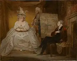 Scène de la pièce « Taste » de Samuel Foote, seconde moitié du XVIIIe&nbsp;siècle