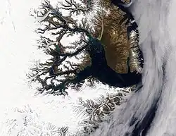 Vue satellite du détroit de Scoresby.