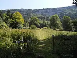 Sentier d'accès à l'église des chartreux (au fond).