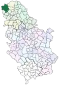 Localisation de la ville de Sombor
