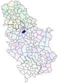 Localisation de la municipalité de Sopot en Serbie