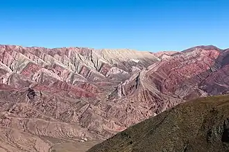Vue rapprochée des formations géologiques.
