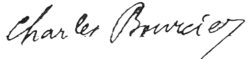signature de Charles Bourcier (écrivain)